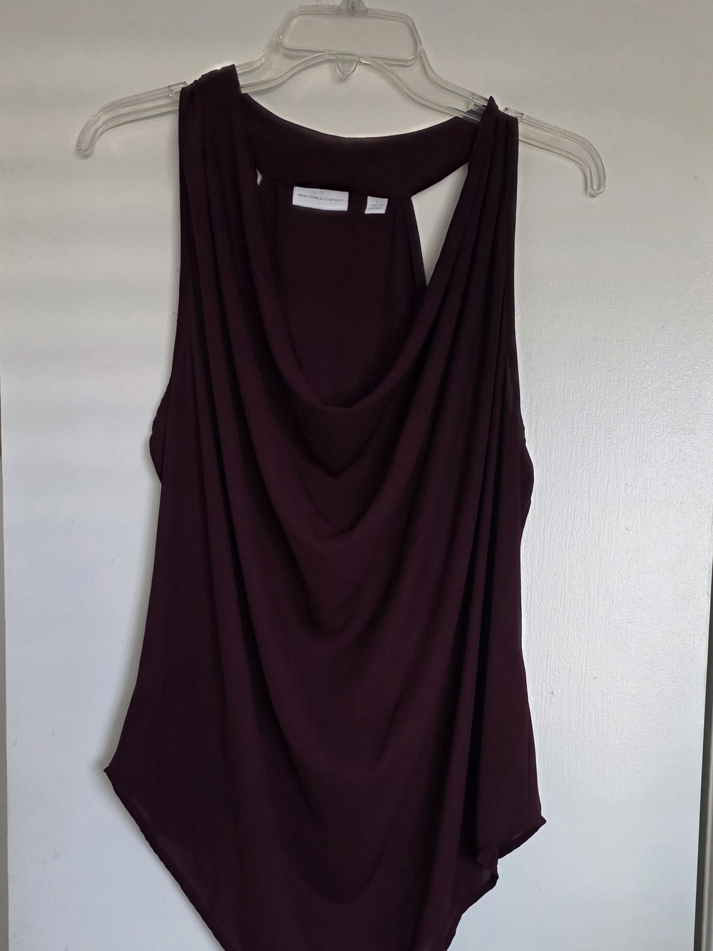New York & Company Plum Draped Cowl Neck Sleeveless Camisole